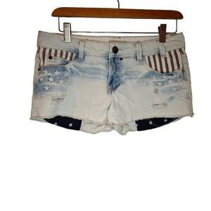 YMI Juniors American Flag Inspired Shorts Denim